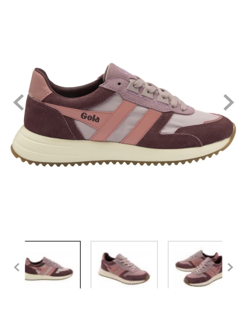 Gola Women's Retro Runner Sneaker in Plum & Dusty Pink